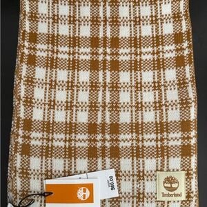 Timberland Cream and Brown Knit Scarf